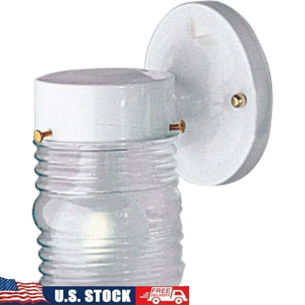 Outdoor Utility Wall Lantern 1 Light Incandescent Fixture 75W Wet Rated White Powder Coated Marine Glass 7 Inch Height
Outdoor Utility Wall Lantern 1 Light Incandescent Fixture 75W Wet Rated White Powder Coated Marine Glass 7 Inch Height