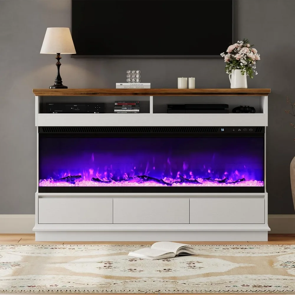 Fireplace TV Stand with 50" Electric Fireplaces, Entertainment Center with Fireplace, 3-Side Glass Insert, 3 Drawers, TV Stand
Fireplace TV Stand with 50" Electric Fireplaces, Entertainment Center with Fireplace, 3-Side Glass Insert, 3 Drawers, TV Stand