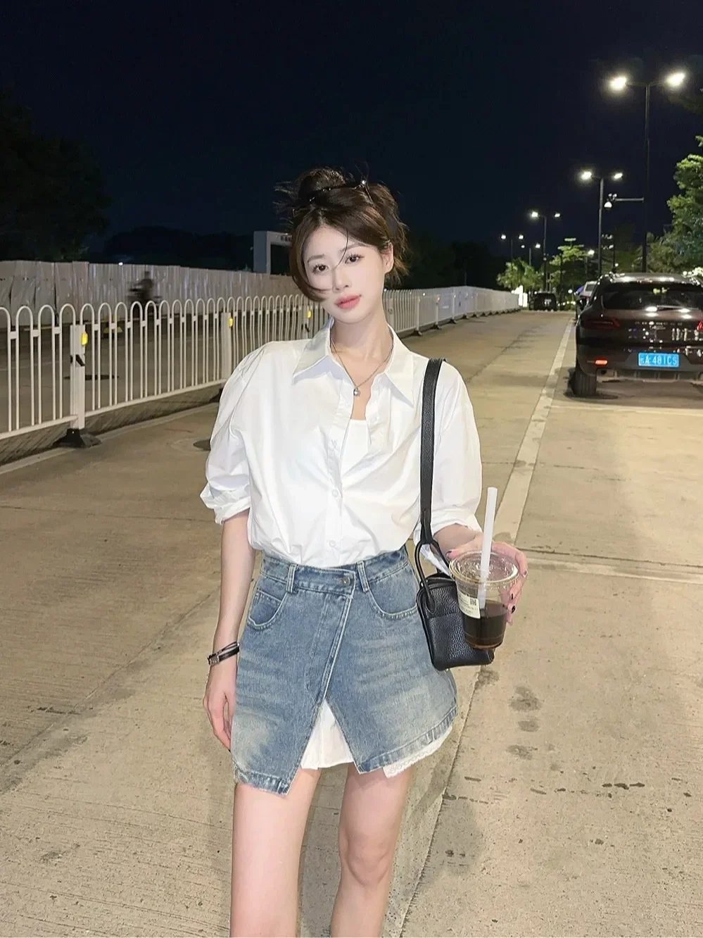 Korean Fashion New Women Two Piece Sets Elegant Loose Long Sleeve White Shirt + Denim A Line Short Slim Skirt Female Outfits
Korean Fashion New Women Two Piece Sets Elegant Loose Long Sleeve White Shirt + Denim A Line Short Slim Skirt Female Outfits