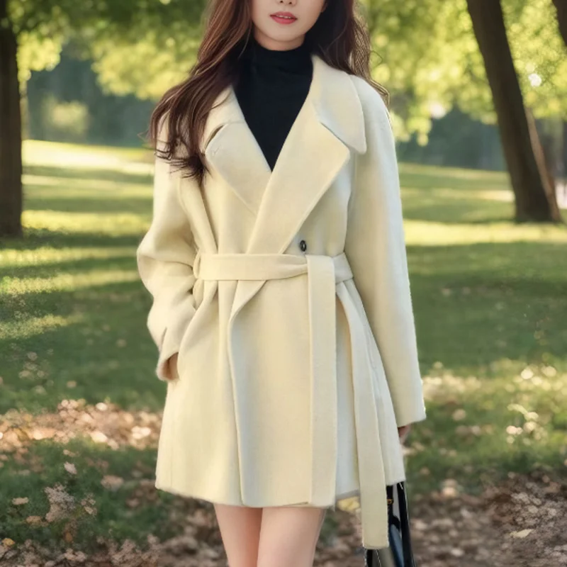 Stand Collar Tie Women Elegant Tweed Solid Slim Fashion Outwear Fall Winter Warm Classic Office Lady Korean Parker Coat
Stand Collar Tie Women Elegant Tweed Solid Slim Fashion Outwear Fall Winter Warm Classic Office Lady Korean Parker Coat