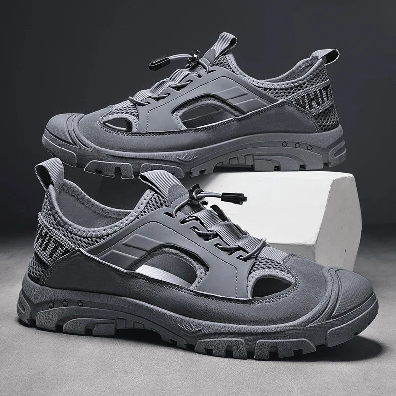 Летние сандалии на платформе, мужская обувь, повседневная удобная пляжная обувь, сандалии с сетчатым носком, дышащая обувь на полой подошве, трендовые сандалии 
Летние сандалии на платформе, мужская обувь, повседневная удобная пляжная обувь, сандалии с сетчатым носком, дышащая обувь на полой подошве, трендовые сандалии