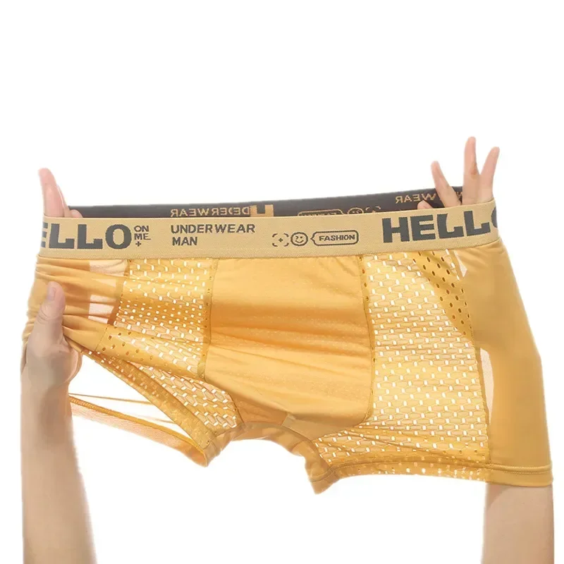Трусы-шорты мужские с вырезами, дышащие шелковые боксеры с надписью на талии, удобное нижнее белье средней длины, спортивные, лето
Трусы-шорты мужские с вырезами, дышащие шелковые боксеры с надписью на талии, удобное нижнее белье средней длины, спортивные, лето