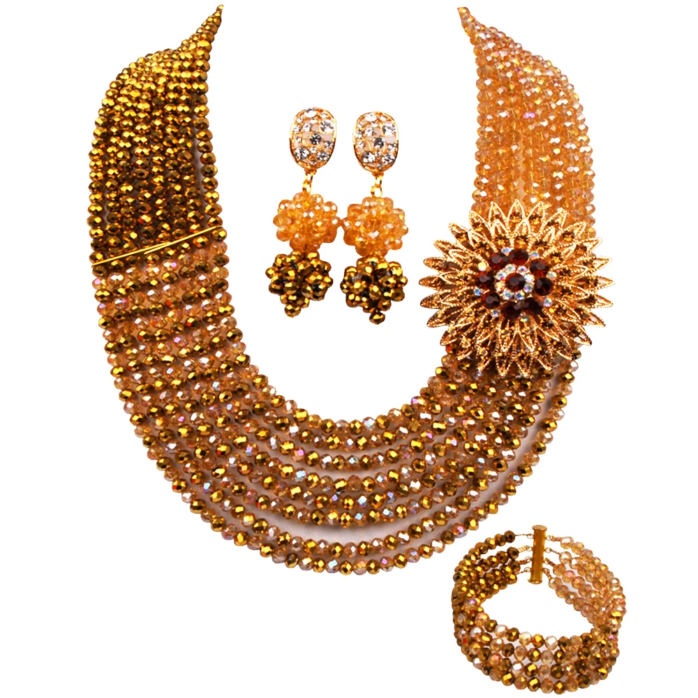 Gold Plated and Champagne Gol AB Costume Necklace African Jewelry Set Crystal
Gold Plated and Champagne Gol AB Costume Necklace African Jewelry Set Crystal