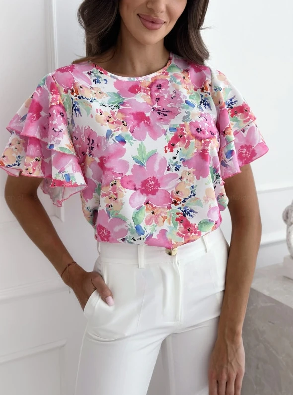 Casual Top Women 2024 Summer Pink Floral Printed Women's T-Shirt Oversized Tees Women Clothing Lotus Leaf Short Sleeve Blouse
Casual Top Women 2024 Summer Pink Floral Printed Women's T-Shirt Oversized Tees Women Clothing Lotus Leaf Short Sleeve Blouse