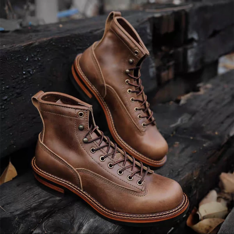 Designer Handmade Vintage British Men Casual Cow Leather Shoes Autumn Winter Ankle Boots Tooling Outdoor Work Motorcycle Boots
Designer Handmade Vintage British Men Casual Cow Leather Shoes Autumn Winter Ankle Boots Tooling Outdoor Work Motorcycle Boots