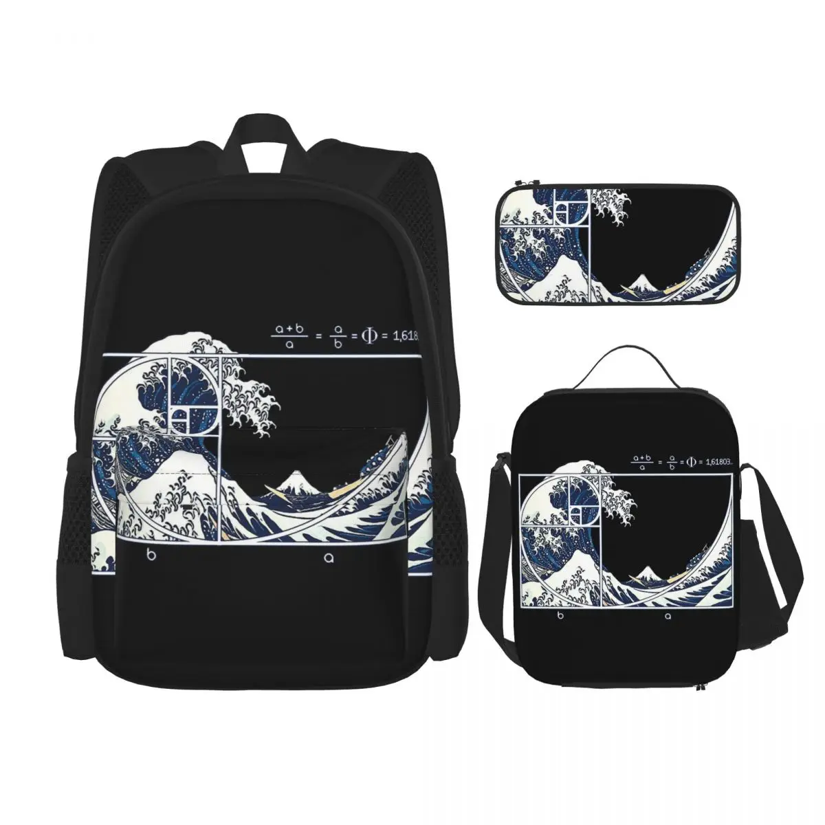 The Great Fibonacci Wave Backpacks Boys Girls Bookbag Children School Bags Kids Rucksack Lunch Bag Pen Bag Three-Piece Set
The Great Fibonacci Wave Backpacks Boys Girls Bookbag Children School Bags Kids Rucksack Lunch Bag Pen Bag Three-Piece Set