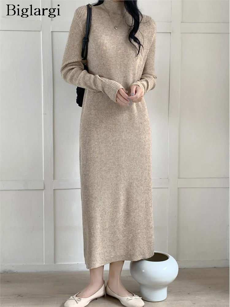 Knitted Autumn Winter Turtleneck Pullover Dress Women Korean Style Loose Ladies Dresses Fashion Casual Woman Long Dress
Knitted Autumn Winter Turtleneck Pullover Dress Women Korean Style Loose Ladies Dresses Fashion Casual Woman Long Dress