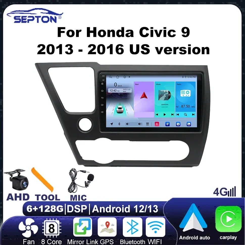Автомобильная стереосистема SEPTON Audi с экраном Android Auto для Honda Civic 9 2013-2016, американская версия Navi IPS 4G, автомобильный плеер CarPlay
Автомобильная стереосистема SEPTON Audi с экраном Android Auto для Honda Civic 9 2013-2016, американская версия Navi IPS 4G, автомобильный плеер CarPlay