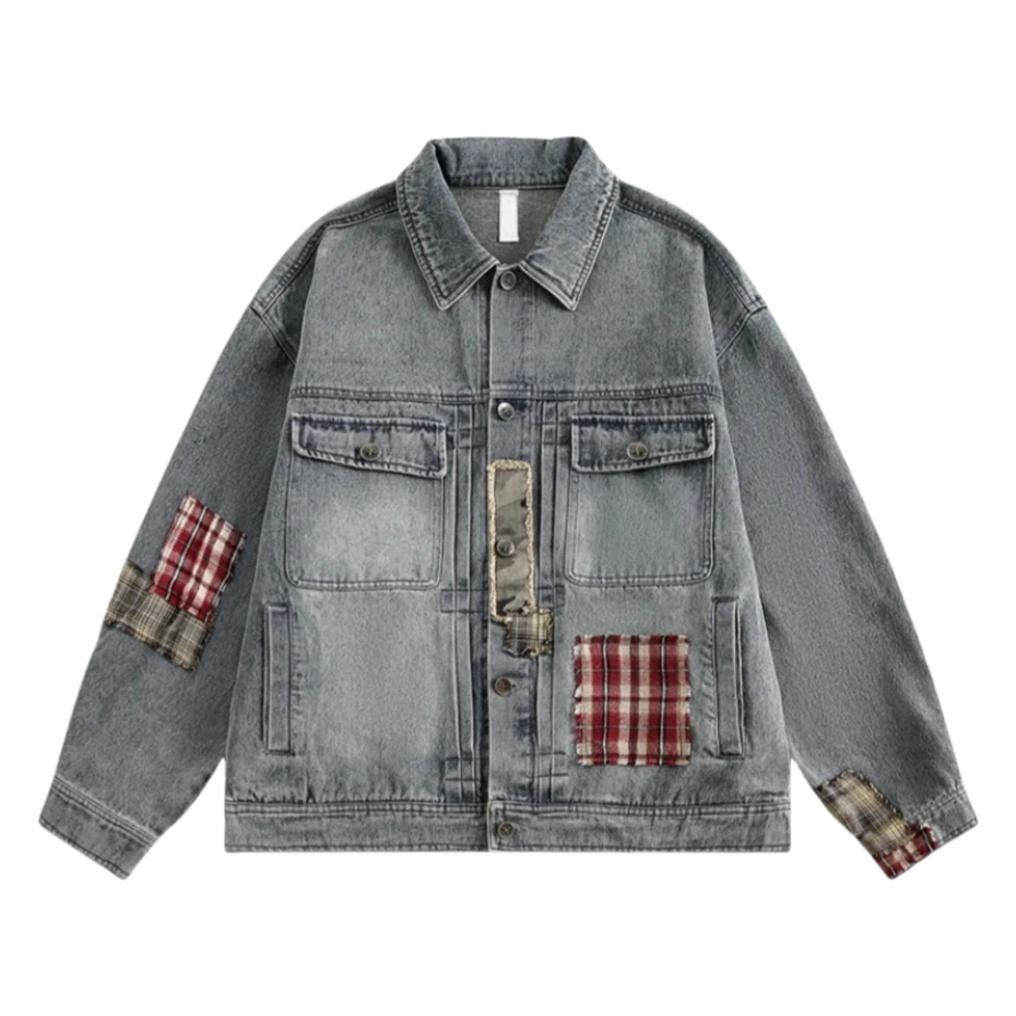 Oversized Mens Patch Denim Jackets Streetwear Hip Hop Color Block Jeans Coats Men Harajuku Vintage Plaid Splicing Cargo Jackets
Oversized Mens Patch Denim Jackets Streetwear Hip Hop Color Block Jeans Coats Men Harajuku Vintage Plaid Splicing Cargo Jackets