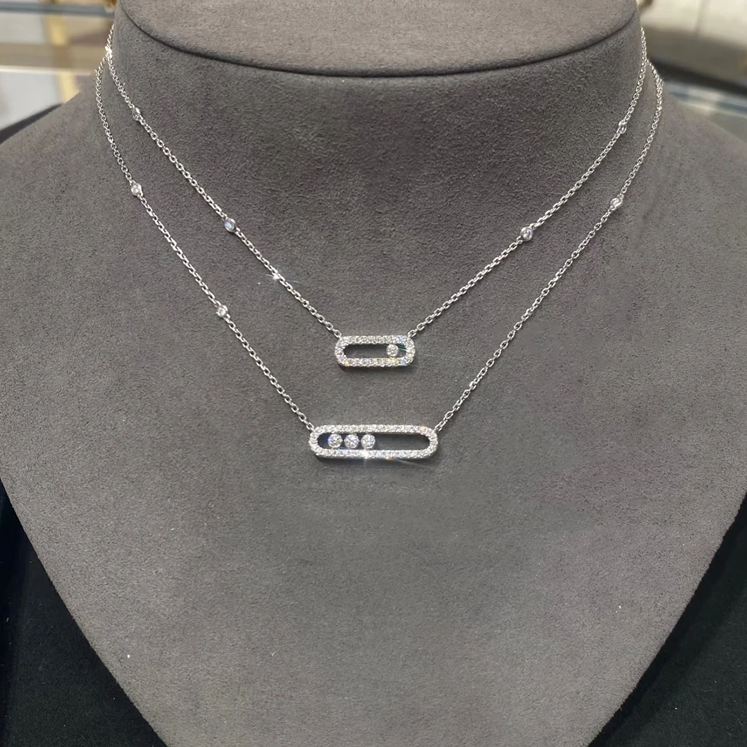 925 sterling silver classic fashionable mobile three diamond women's necklace. Holiday gifts
925 sterling silver classic fashionable mobile three diamond women's necklace. Holiday gifts