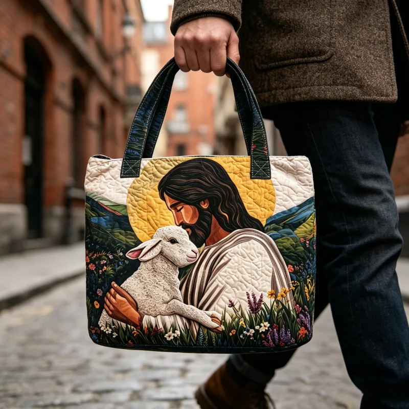 Church Jesus Lamb Tote Bag, 2Pcs Set Quilted Christian Handbag with Cosmetic Bag for Worship Service
Church Jesus Lamb Tote Bag, 2Pcs Set Quilted Christian Handbag with Cosmetic Bag for Worship Service