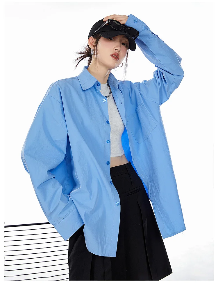 Long-sleeved shirt women's solid color single-breasted loose casual lapel American new fashion versatile top springautumn style
Long-sleeved shirt women's solid color single-breasted loose casual lapel American new fashion versatile top springautumn style
