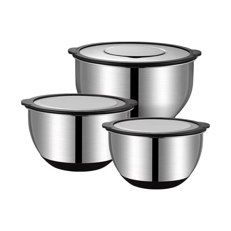 3-Piece salad bowl set, silicone base, non-slip transparent lid, for baking pastries
3-Piece salad bowl set, silicone base, non-slip transparent lid, for baking pastries
