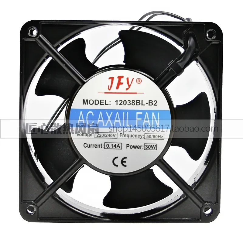 JFY Jufengyuan 12038BL-B2 Cooling Fan for 12038 Series 12cm 220-240V 0.14A
JFY Jufengyuan 12038BL-B2 Cooling Fan for 12038 Series 12cm 220-240V 0.14A