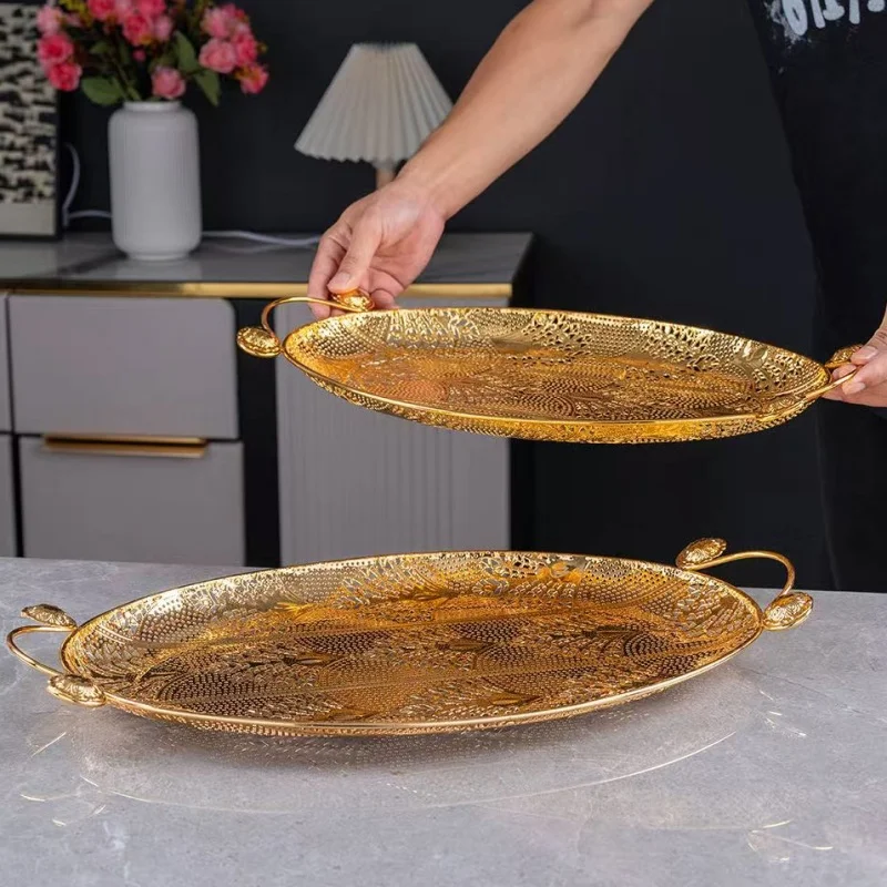 European Fruit Tray, Household Metal Hollowed-out Shape Exquisite Handle Cake Plate,Gold Snack Plate Wedding Decoration,20inch
European Fruit Tray, Household Metal Hollowed-out Shape Exquisite Handle Cake Plate,Gold Snack Plate Wedding Decoration,20inch