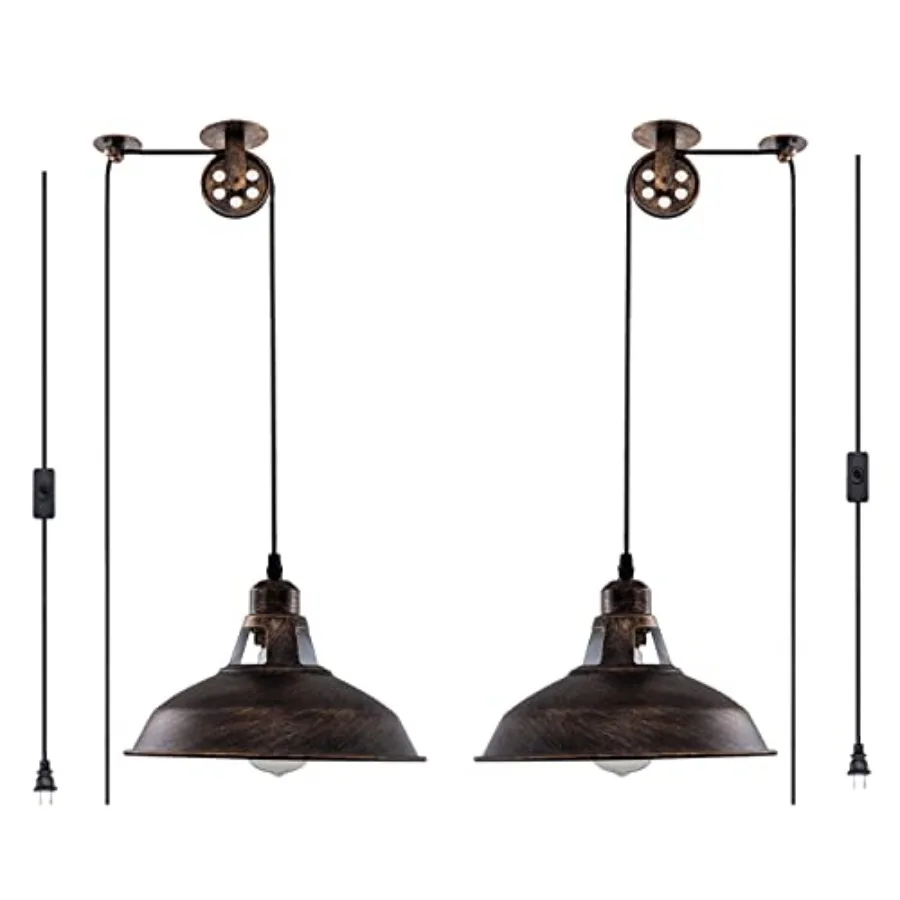 Plug in Pendant Light Industrial Pulley Pendant Lamp E26 Vintage Hanging Light Fixture With 16.4ft Cord On/Off Switch For Pool
Plug in Pendant Light Industrial Pulley Pendant Lamp E26 Vintage Hanging Light Fixture With 16.4ft Cord On/Off Switch For Pool