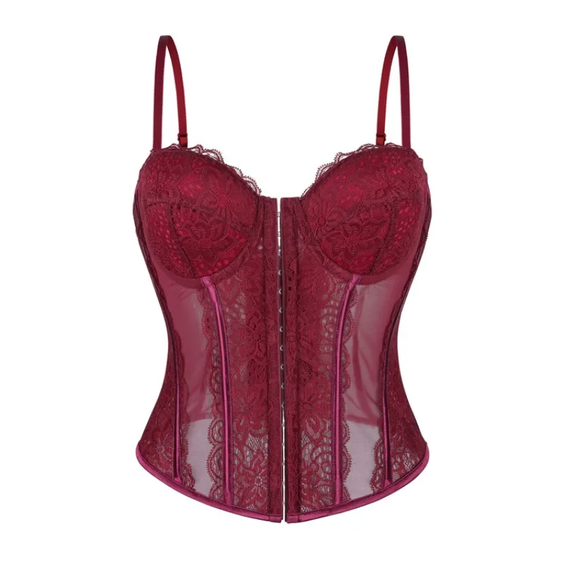Sexy Lace Tight Corset Transparent Sleeveless Lace Camisole Sexy Slim Fishbone Bustier Tanks Suspender Vest Streetwear
Sexy Lace Tight Corset Transparent Sleeveless Lace Camisole Sexy Slim Fishbone Bustier Tanks Suspender Vest Streetwear