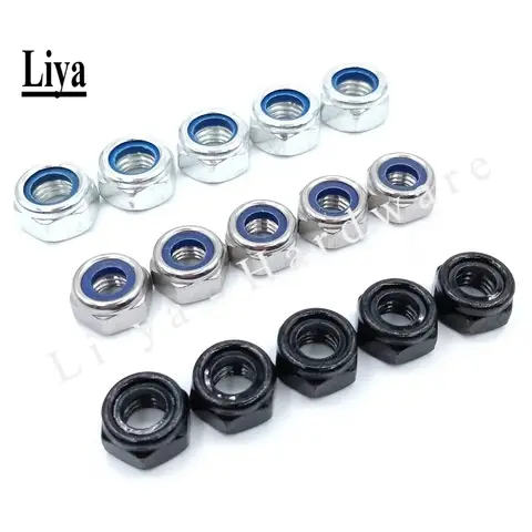 1~50pcs DIN985 M2 M2.5 M3 M4 M5 M6 M7 M8 M10 M12 Stainless 304 or Steel Hex Nylon Self-locking Nuts Locknut Slip insert Lock Nut