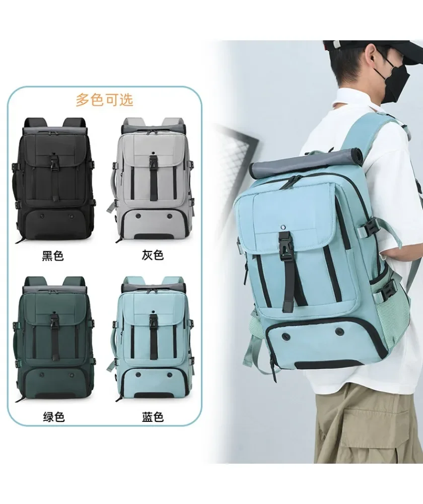 Light blue roll top travel backpack multi pocket design adjustable straps water resistant material for outdoor activities
Light blue roll top travel backpack multi pocket design adjustable straps water resistant material for outdoor activities