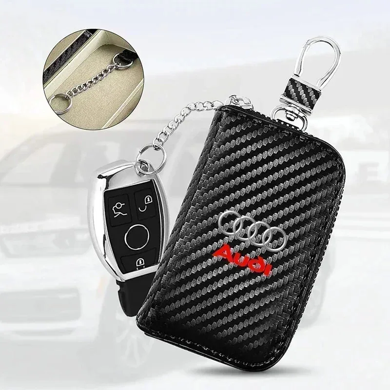 Carbon Fiber Leather Car Logo Key Box Keychain Bag for Audi A3 A4 A5 A6 A7 Q2 Q3 Q5 Q7 TT TTS Sline RS3 RS4 B5 8V 8P Accessories
Carbon Fiber Leather Car Logo Key Box Keychain Bag for Audi A3 A4 A5 A6 A7 Q2 Q3 Q5 Q7 TT TTS Sline RS3 RS4 B5 8V 8P Accessories