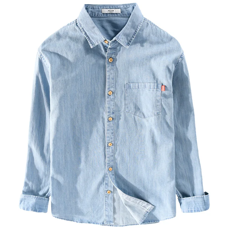 Простая мужская джинсовая рубашка из чистого хлопка с длинным рукавом Повседневные повседневные рубашки Голубая джинсовая рубашка с карманом Корейская модная тонкая рубашка
Простая мужская джинсовая рубашка из чистого хлопка с длинным рукавом Повседневные повседневные рубашки Голубая джинсовая рубашка с карманом Корейская модная тонкая рубашка