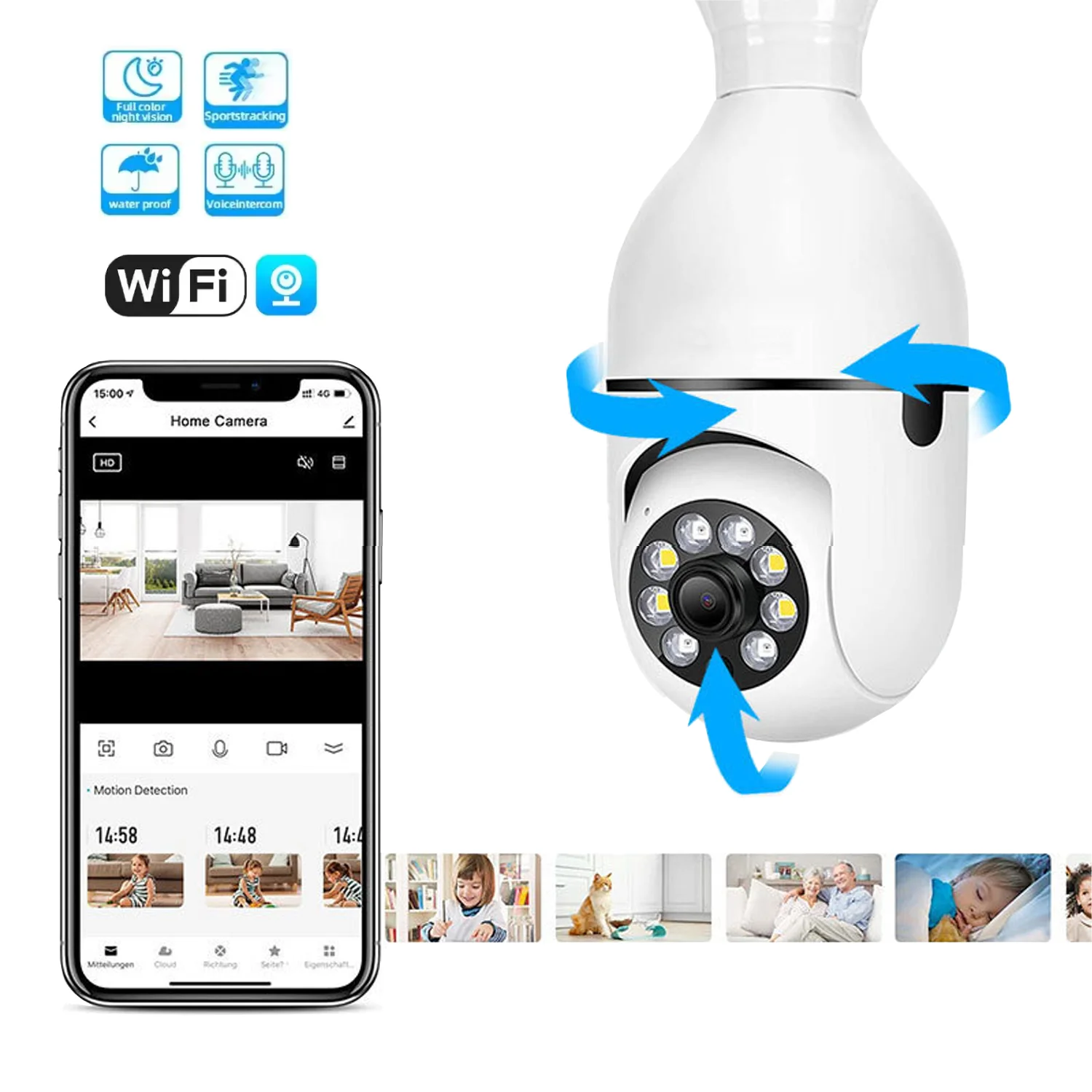 tuya okam Wi-Fi камера 1080P Wi-Fi лампа камера наблюдения цвет ночного видения отслеживание человека умный дом защита безопасности
tuya okam Wi-Fi камера 1080P Wi-Fi лампа камера наблюдения цвет ночного видения отслеживание человека умный дом защита безопасности