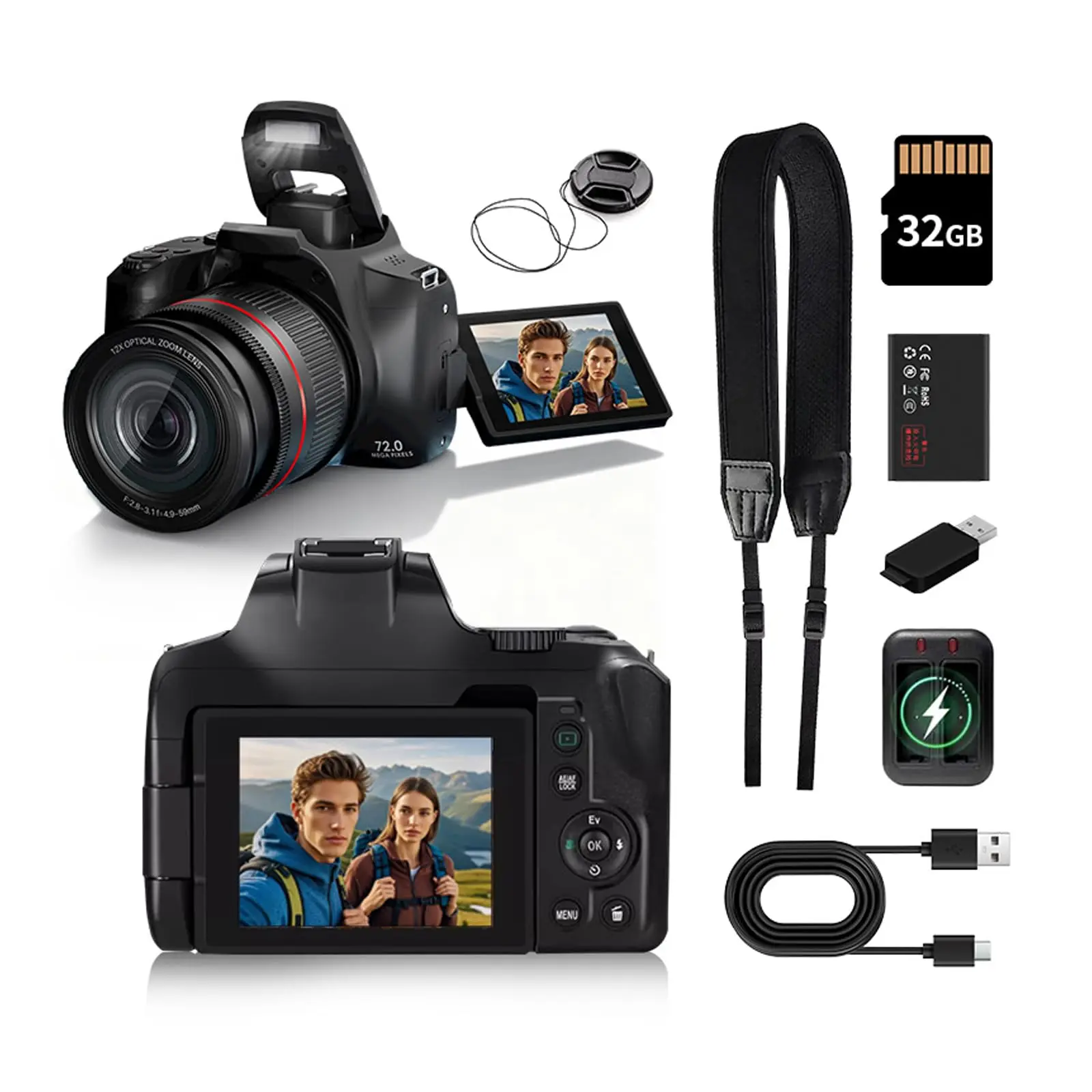 4K Digital Cameras for Photography & Vlogging,72MP WiFi Touch Screen Vlogging Camera,4K Video Camera,12X Optical Zoom,with Flash
4K Digital Cameras for Photography & Vlogging,72MP WiFi Touch Screen Vlogging Camera,4K Video Camera,12X Optical Zoom,with Flash