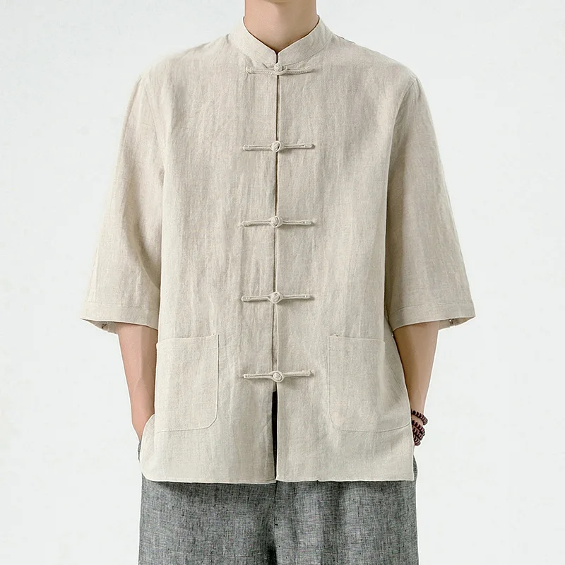 Chinese Style Men's Summer Cotton and Linen Shirt Retro Stand Collar Half Sleeve Top Chinese Kong fu Suit Men Hanfu Men
Chinese Style Men's Summer Cotton and Linen Shirt Retro Stand Collar Half Sleeve Top Chinese Kong fu Suit Men Hanfu Men