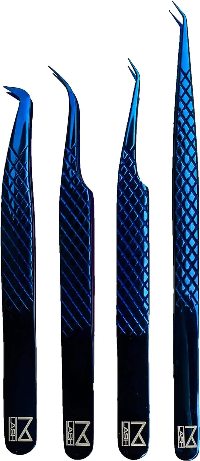 M LASH Tweezer Set of 4 for Eyelash Extensions - Fiber Tip, Japanese Steel, Diamond Grip (Blue)
M LASH Tweezer Set of 4 for Eyelash Extensions - Fiber Tip, Japanese Steel, Diamond Grip (Blue)