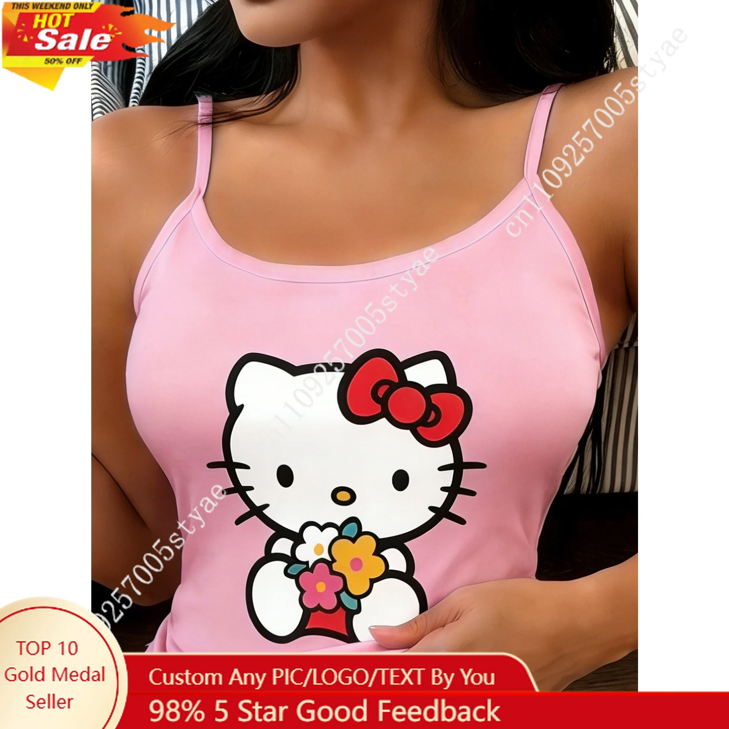 Hello Kitty Single Thin Shoulder Strap Top Women'S Pajamas Off Shoulder Cami Tops Cute Cartoon Print Comfortable Sleepwear
Hello Kitty Single Thin Shoulder Strap Top Women'S Pajamas Off Shoulder Cami Tops Cute Cartoon Print Comfortable Sleepwear