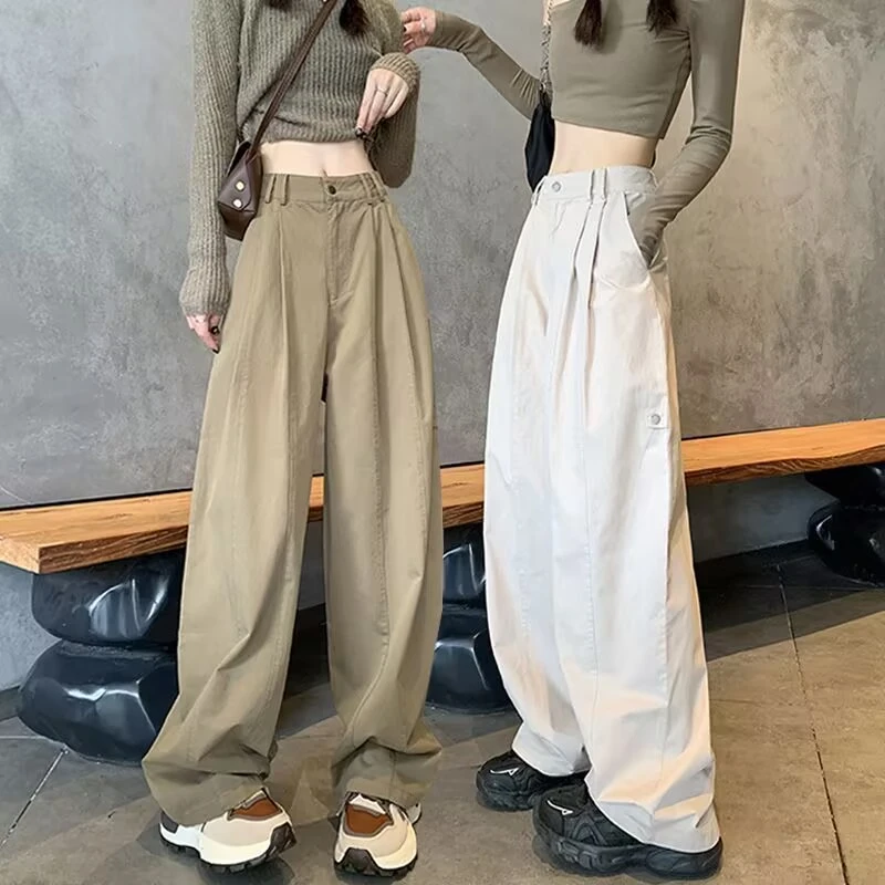American Style High Waist Wide Leg Workwear Pants Women Casual Loose Fit Straight Cut Trousers Spring Autumn New Arrival
American Style High Waist Wide Leg Workwear Pants Women Casual Loose Fit Straight Cut Trousers Spring Autumn New Arrival