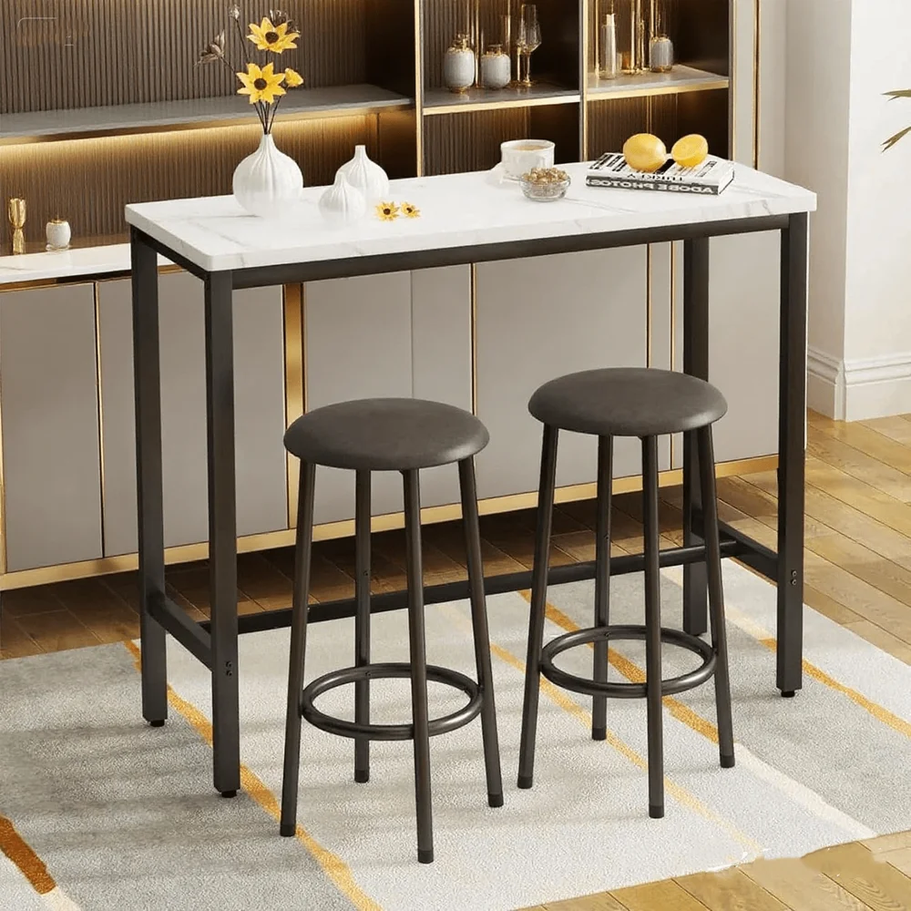 Table And Chairs Set, Small Dining Table For 2, Rectangular Pub Table With 2 Stools, 3 Pieces Bar Table Set, Dining Room Table
Table And Chairs Set, Small Dining Table For 2, Rectangular Pub Table With 2 Stools, 3 Pieces Bar Table Set, Dining Room Table