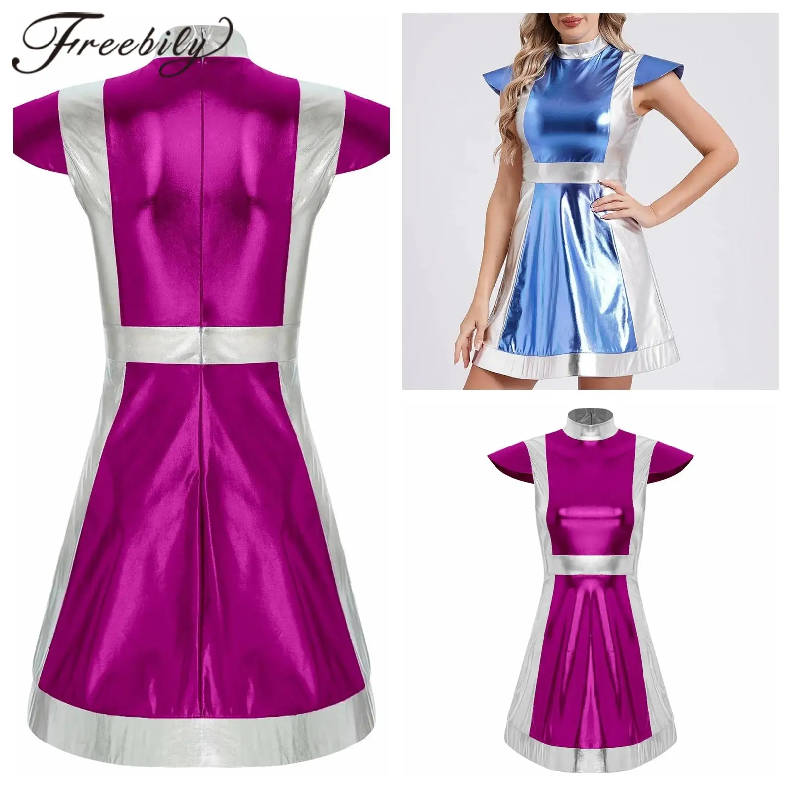 Womens Shiny Metallic Outer Space Alien Cosplay Costume Robot Fighter Fancy Dress for Halloween Astronaut Performance Outfits
Womens Shiny Metallic Outer Space Alien Cosplay Costume Robot Fighter Fancy Dress for Halloween Astronaut Performance Outfits