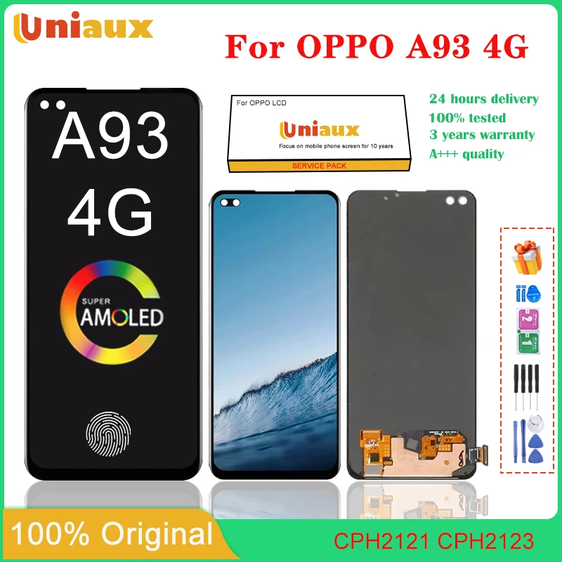 6.43" Original For Oppo A93 4G 2020 LCD Display Replacement with Fingerprint+Touch Screen Digitizer For Oppo A93 CPH2121 Display
6.43" Original For Oppo A93 4G 2020 LCD Display Replacement with Fingerprint+Touch Screen Digitizer For Oppo A93 CPH2121 Display