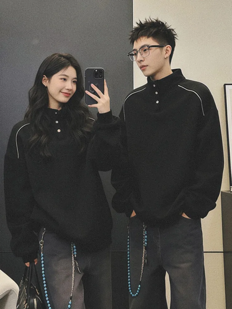 Black Couple Henry Collar Sweatshirt Men's Style Spring Unisex Long Sleeve Inner Wear Casual Comfortable Warmth Daily Look
Black Couple Henry Collar Sweatshirt Men's Style Spring Unisex Long Sleeve Inner Wear Casual Comfortable Warmth Daily Look