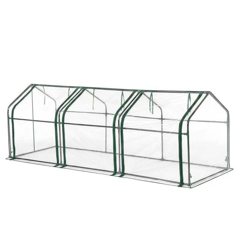 106*36*36in Mini Greenhouse Transparent PVC, Dark Green Iron Pipe, Pointed Roof, Three-bay, Roller Door with Three Zippers
106*36*36in Mini Greenhouse Transparent PVC, Dark Green Iron Pipe, Pointed Roof, Three-bay, Roller Door with Three Zippers