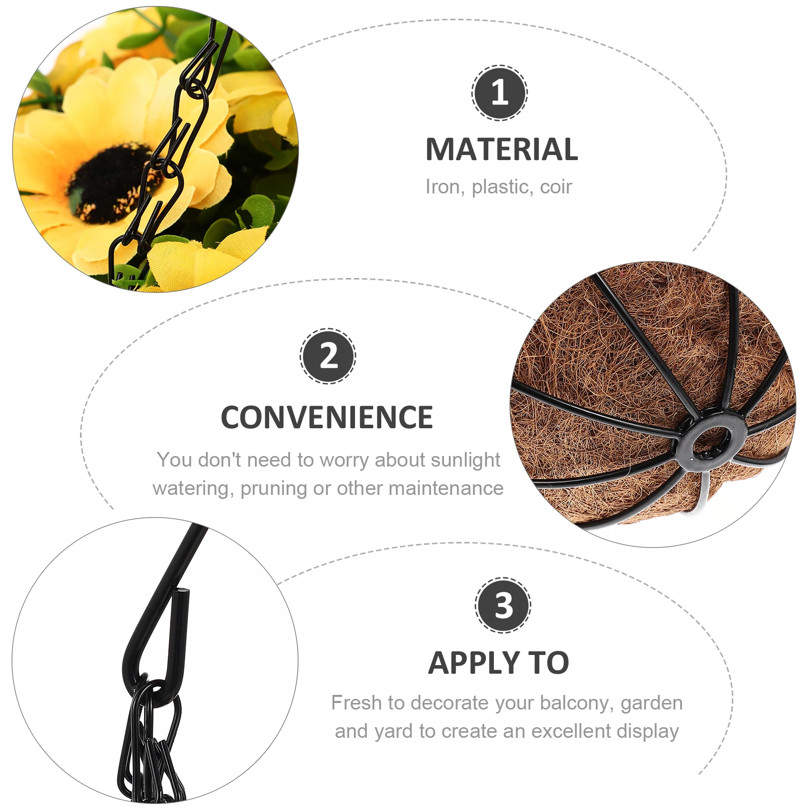 Coconut Fiber Planter Hanging Basket for Balcony Garden Decor Artificial Flowers Plant Holder Indoor Outdoor Display
Coconut Fiber Planter Hanging Basket for Balcony Garden Decor Artificial Flowers Plant Holder Indoor Outdoor Display