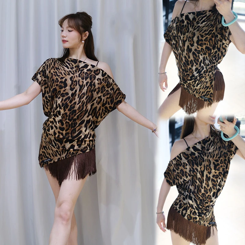 New Leopard Slant Shoulder Tops Women Latin Dance Practice Clothes Summer Rumba Cha Cha Dance Wear Adult Loose Dance Tops SS2267
New Leopard Slant Shoulder Tops Women Latin Dance Practice Clothes Summer Rumba Cha Cha Dance Wear Adult Loose Dance Tops SS2267