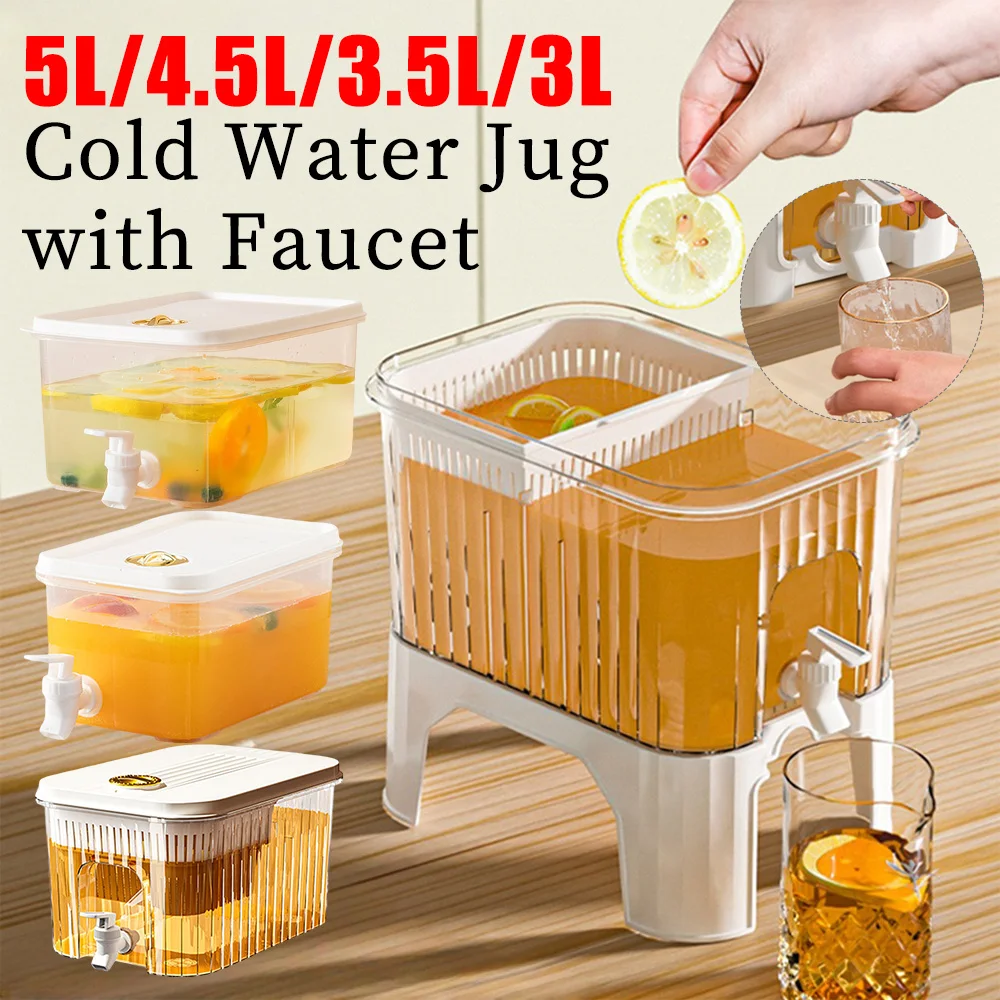 3L-5L Cold Water Jug Large Capacity Cold Kettle with Faucet Beverage Dispenser Refrigerator Water Container For Summer Party
3L-5L Cold Water Jug Large Capacity Cold Kettle with Faucet Beverage Dispenser Refrigerator Water Container For Summer Party