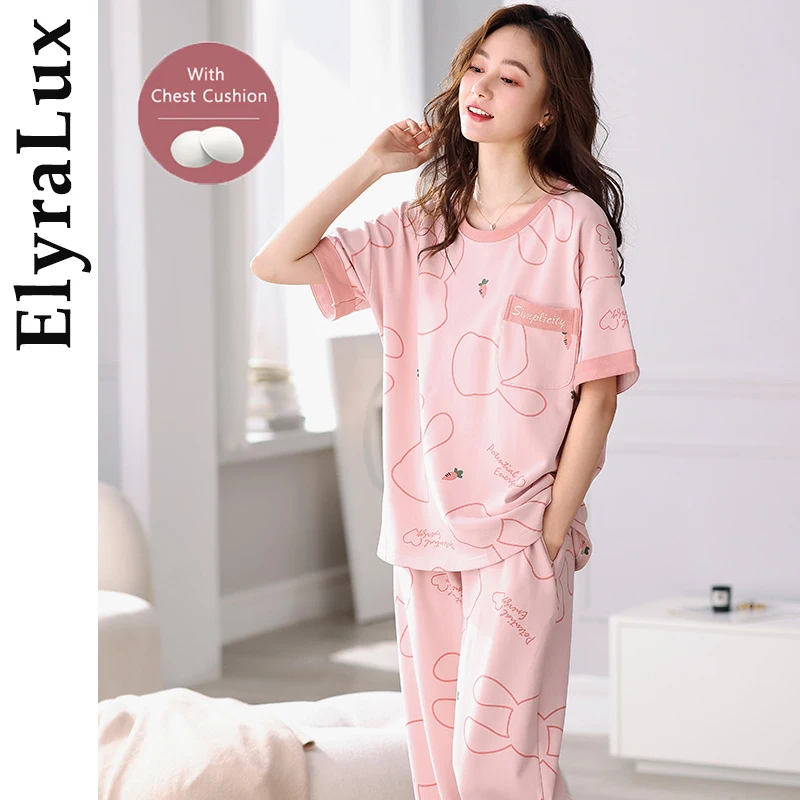 ElyraLux Kawaii пижамные комплекты для женщин, летние брюки с короткими рукавами, трикотажная хлопковая одежда для сна для девочек, одежда для сна
ElyraLux Kawaii пижамные комплекты для женщин, летние брюки с короткими рукавами, трикотажная хлопковая одежда для сна для девочек, одежда для сна