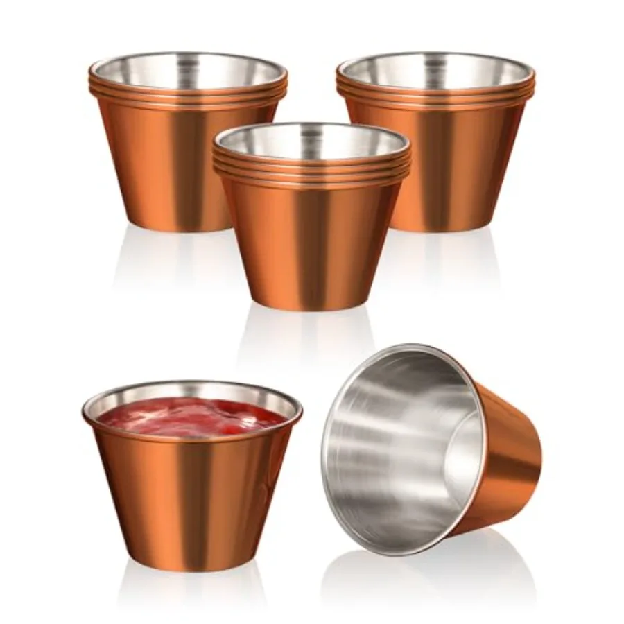 Pack Stainless Steel Sauce Cups - Copper Plated Individual Round Condiments Ramekins, Commercial Grade Safe/Portion Dipping Sau
Pack Stainless Steel Sauce Cups - Copper Plated Individual Round Condiments Ramekins, Commercial Grade Safe/Portion Dipping Sau