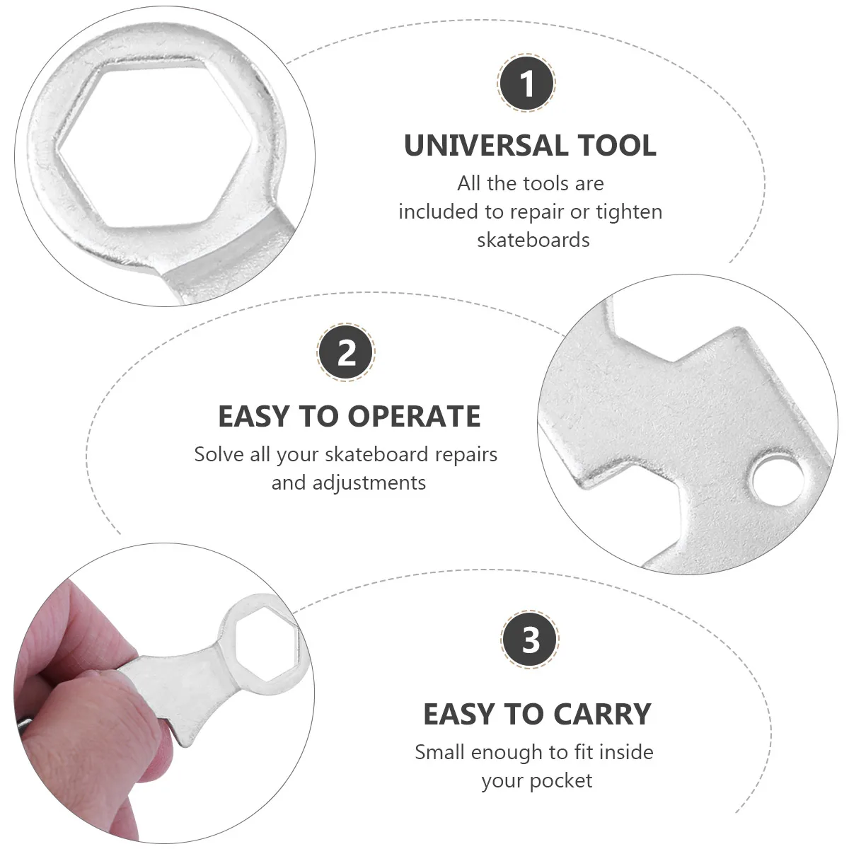 4 pcs Skateboard Tool Metal Multi-function Repair Wrench Spanner Hardware Adjustment Travel Supplies Roller Skating Accessories
4 pcs Skateboard Tool Metal Multi-function Repair Wrench Spanner Hardware Adjustment Travel Supplies Roller Skating Accessories