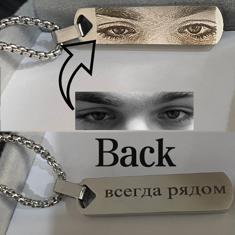 Fashion People Eyes Photo Laser Engraved Custom Pendant Necklace Woman Man Stainless Steel Couples Personalized Jewelry Gift
Fashion People Eyes Photo Laser Engraved Custom Pendant Necklace Woman Man Stainless Steel Couples Personalized Jewelry Gift