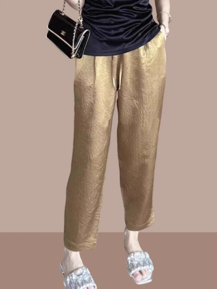 Женские летние брюки-шаровары с высокой талией, драпированные, тонкие, свободные, утягивающие, новые, укороченные, струящиеся
Женские летние брюки-шаровары с высокой талией, драпированные, тонкие, свободные, утягивающие, новые, укороченные, струящиеся