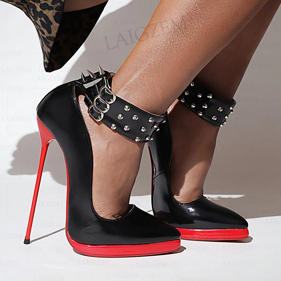 BERZIMER Женские туфли-лодочки с ремешком на щиколотке и острым носком, сандалии на очень тонком высоком каблуке 16 см, блестящие клубные туфли, женские большие размеры 39 40 43 
BERZIMER Женские туфли-лодочки с ремешком на щиколотке и острым носком, сандалии на очень тонком высоком каблуке 16 см, блестящие клубные туфли, женские большие размеры 39 40 43