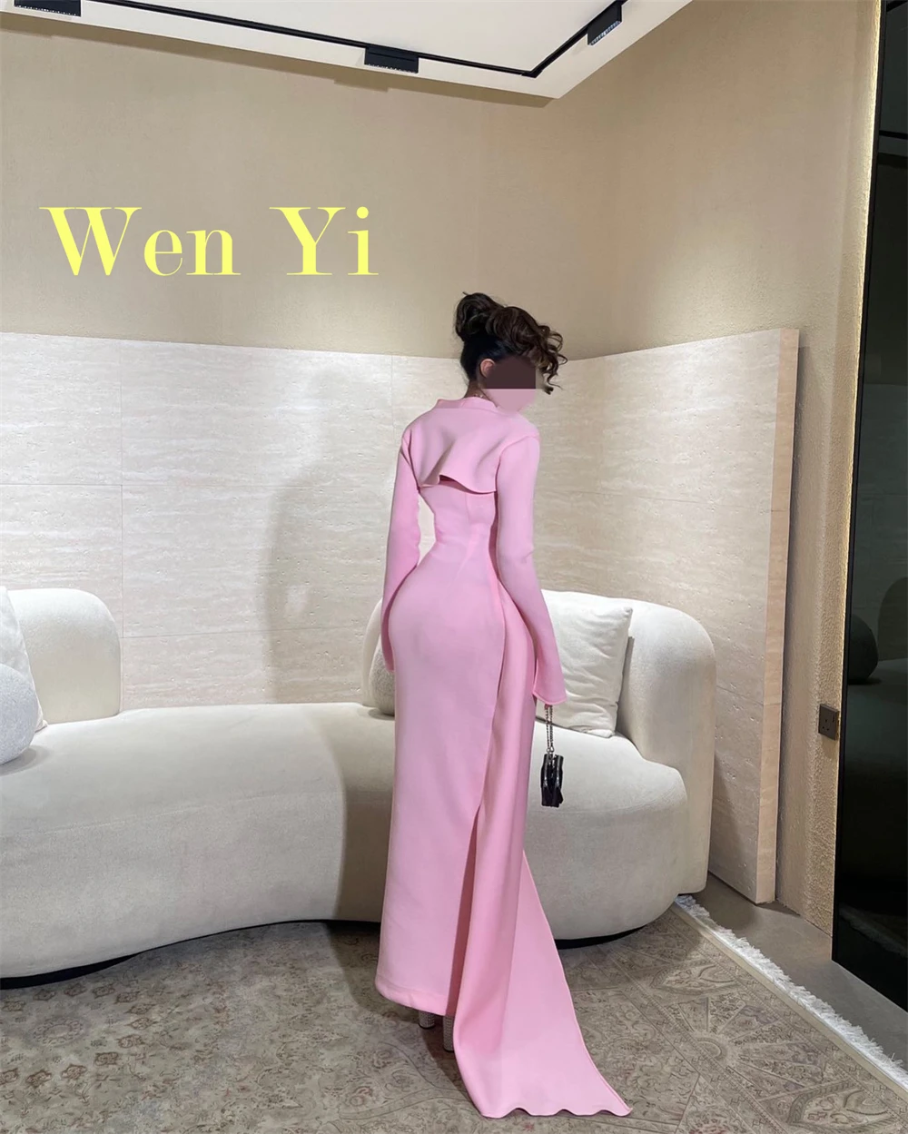 Customized Soft Pink Jersey Evening Dresses Fashion Strapless Long Sleeves Party Gowns Sweep Train Special Occasion Gowns
Customized Soft Pink Jersey Evening Dresses Fashion Strapless Long Sleeves Party Gowns Sweep Train Special Occasion Gowns