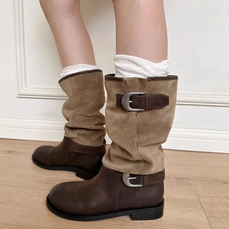 Retro Stack High Knight Boots 2025 New Block Heel Round Scalp Buckle Western Cowboy Boots
Retro Stack High Knight Boots 2025 New Block Heel Round Scalp Buckle Western Cowboy Boots