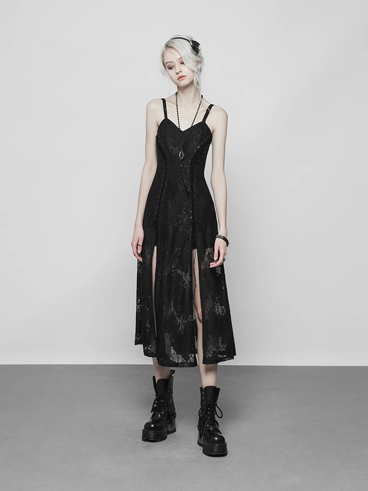 Punk Style Long Dress Sexy Strap Dyeing Split Uneven Rock Style Women's Clothing V-neck High-waist A-line Skirt Backless
Punk Style Long Dress Sexy Strap Dyeing Split Uneven Rock Style Women's Clothing V-neck High-waist A-line Skirt Backless