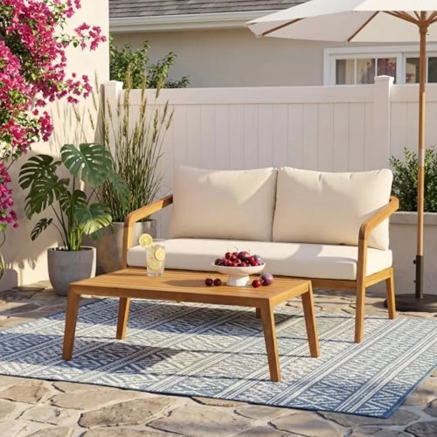 Jessy 2 Piece Loveseat Sofa and Coffee Table Set, Wooden Outdoor Furniture Set with PE Wicker Back and Cushion, Patio Conversat
Jessy 2 Piece Loveseat Sofa and Coffee Table Set, Wooden Outdoor Furniture Set with PE Wicker Back and Cushion, Patio Conversat