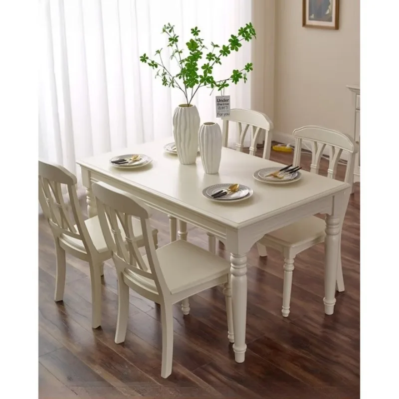 Dining table household 4-6 people American country white pastoral French cream style all solid wood small apartment chair combin
Dining table household 4-6 people American country white pastoral French cream style all solid wood small apartment chair combin